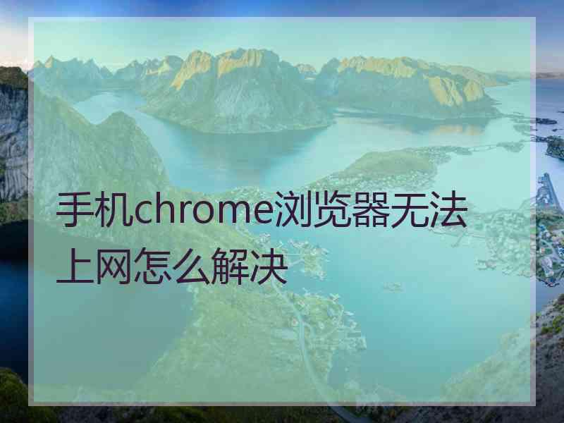 手机chrome浏览器无法上网怎么解决