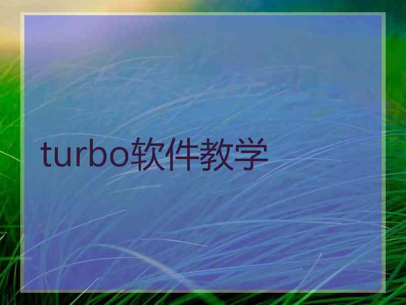 turbo软件教学